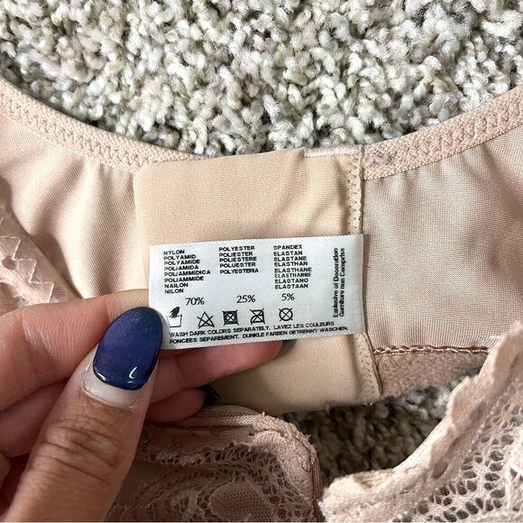 Glamorise Bra Women’s 48G Beige Tan Low Cut WonderWire Lace - Picture 5 of 8